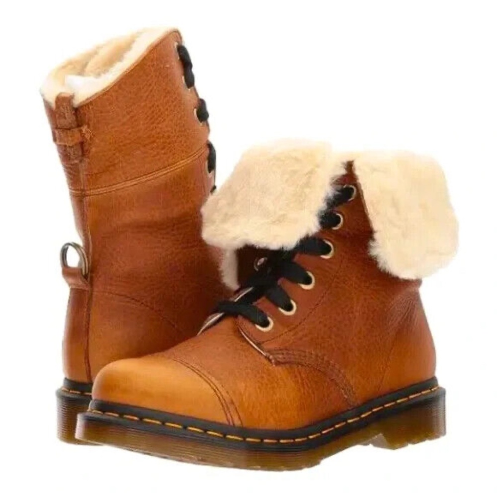 Dr. Martens Women's Aimilita FL Tan Grizzly Leather Ribbon Laces US 9 RARE!!!